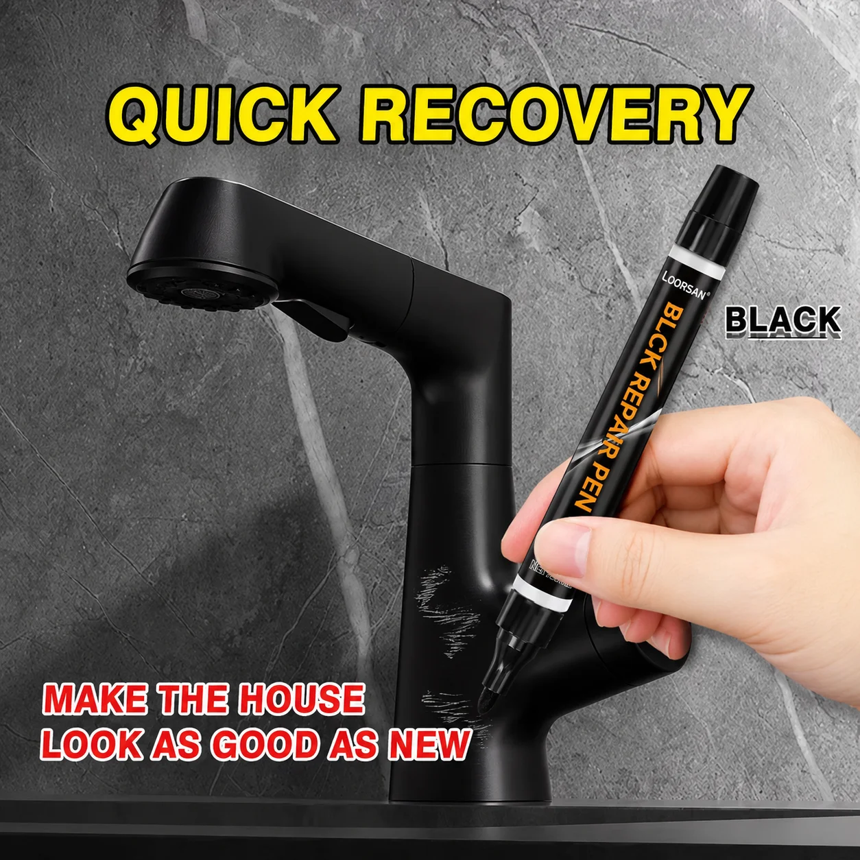 Black Touch Up Paint Pen Car Interior Repair Tool Fix Scratches Dashboard Steering Wheel Leather Seat Color Restoration