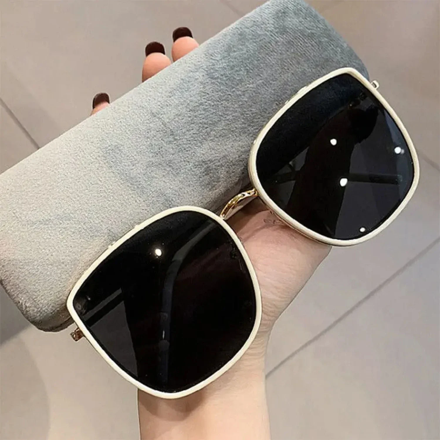 Square  Sunglasses Retro Beach Travel UV400 Lens Streetwear Shades Metal Frame Sun Glasses  Women