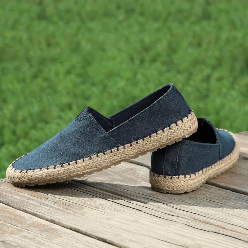 High quality Espadrilles Footwear Men\'s Flat Canvas Shoes Hemp Lazy Flats For Men Moccasins Male Loafers Driving Shoes 997