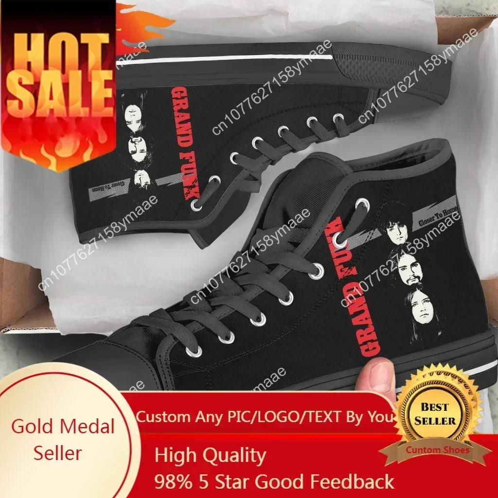 

Grand Funk Railroad Man Woman Canvas Shoes Hot High Help Canvas Shoes Lightweight Casual Classic Board Shoes Fashion Sneakers