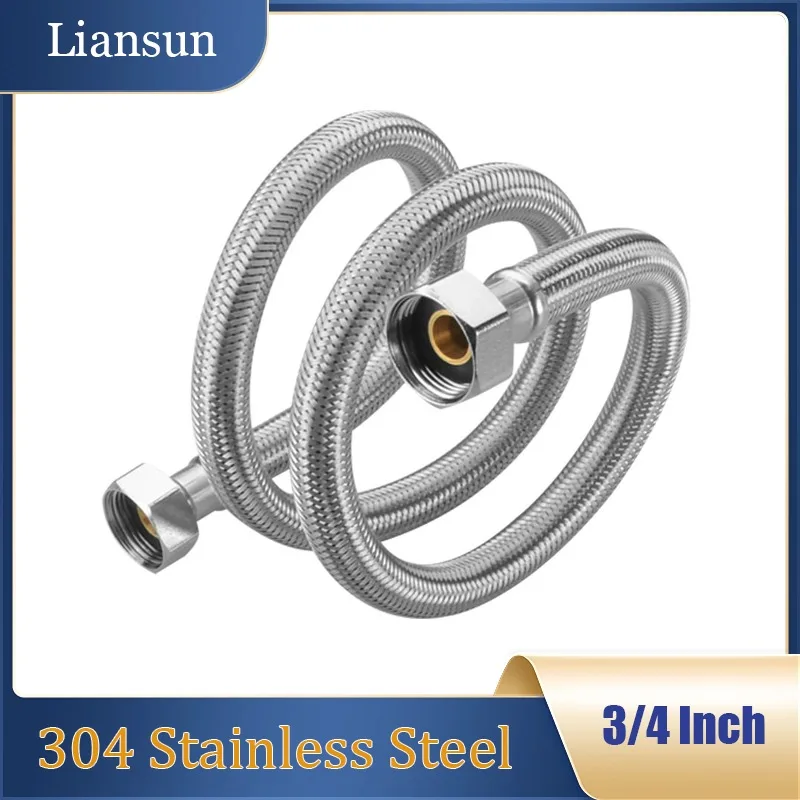 

304 SS Braided Flexible Hose Extension - 3/4 Inch Male/Female Thread, Hot/Cold Water, High Temp/Explosion/Pressure Resistant