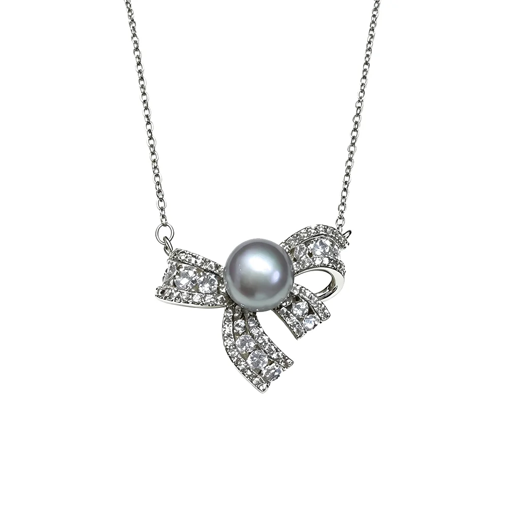 Hochzeitsanhänger aus 925er Silber mit Naturperle für Damen, eleganter Süßwasserperlen-Anhänger, Schmuck, Geschenk für Ehefrau, Mutter, Jahrestag, Weiß, Schwarz – Detail 5