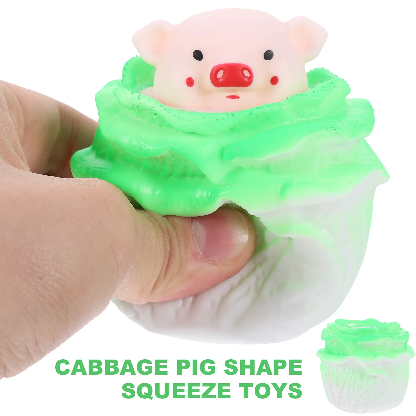 ของเล่นบีบแก้เครียด 3 ชิ้น รูปกะหล่ำปลีน่ารัก นุ่ม บีบเล่นได้ สีเขียวอ่อน