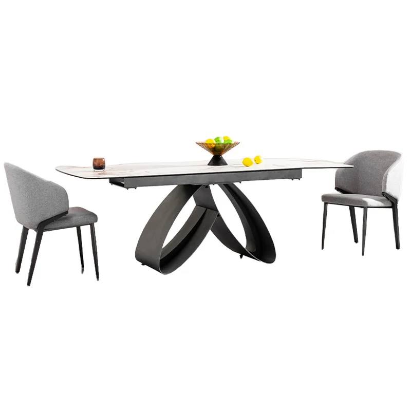 

Italian minimalist rock slab dining table folding telescopic household modern simple small apartment dining table chairs