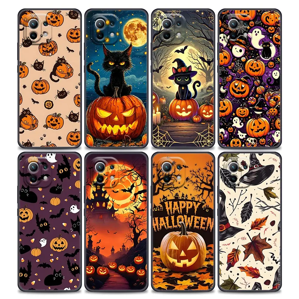 Happy Halloween Katze Kürbis Für Xiaomi 15 Ultra 11T 12T 13T 14T Pro Telefon Fall Mi POCO X7 M7 F7 Pro F5 F6 M6 X3 X5 X6 Zurück Abdeckung