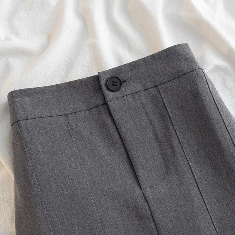 Gonna lunga a pieghe grigio nero per donna autunno gonne a vita alta in stile giapponese gonna longuette Streetwear da ufficio donna