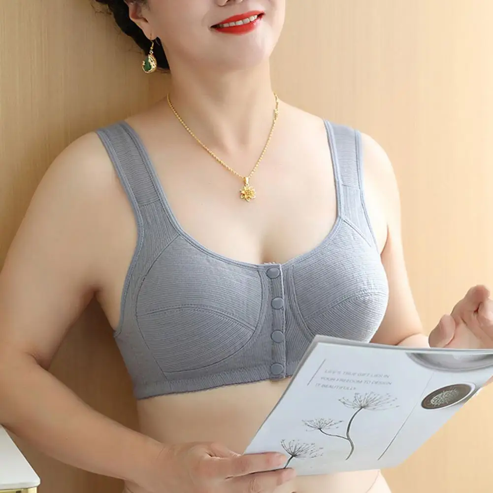 Wide Strap Bra Comfortable Supportive Women's Posture Corrector Bra No Steel Ring Front Buckle Plus Size Vest for Fitness