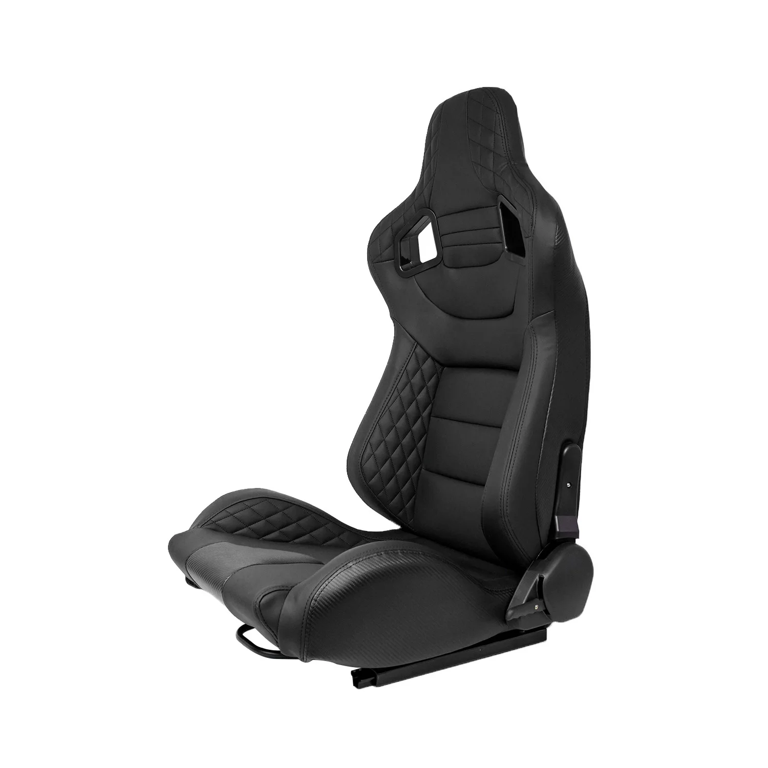 R-EP Universal Adjustable Racing Seat for Sport Car Simulator Bucket Seats Black PVC Leather 1PCS