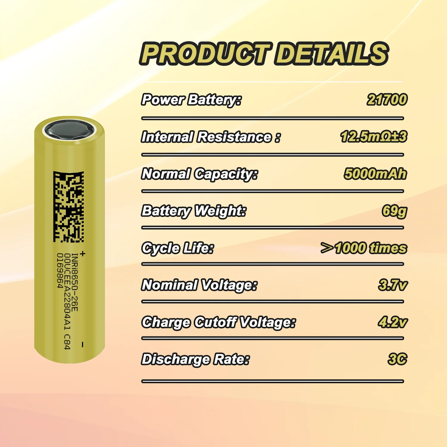 New 21700 5000mAh Lithium-Ion Rechargeable Battery Grade A 3C Power battery for Power Bank Torch Bicycle No Tax&Vat