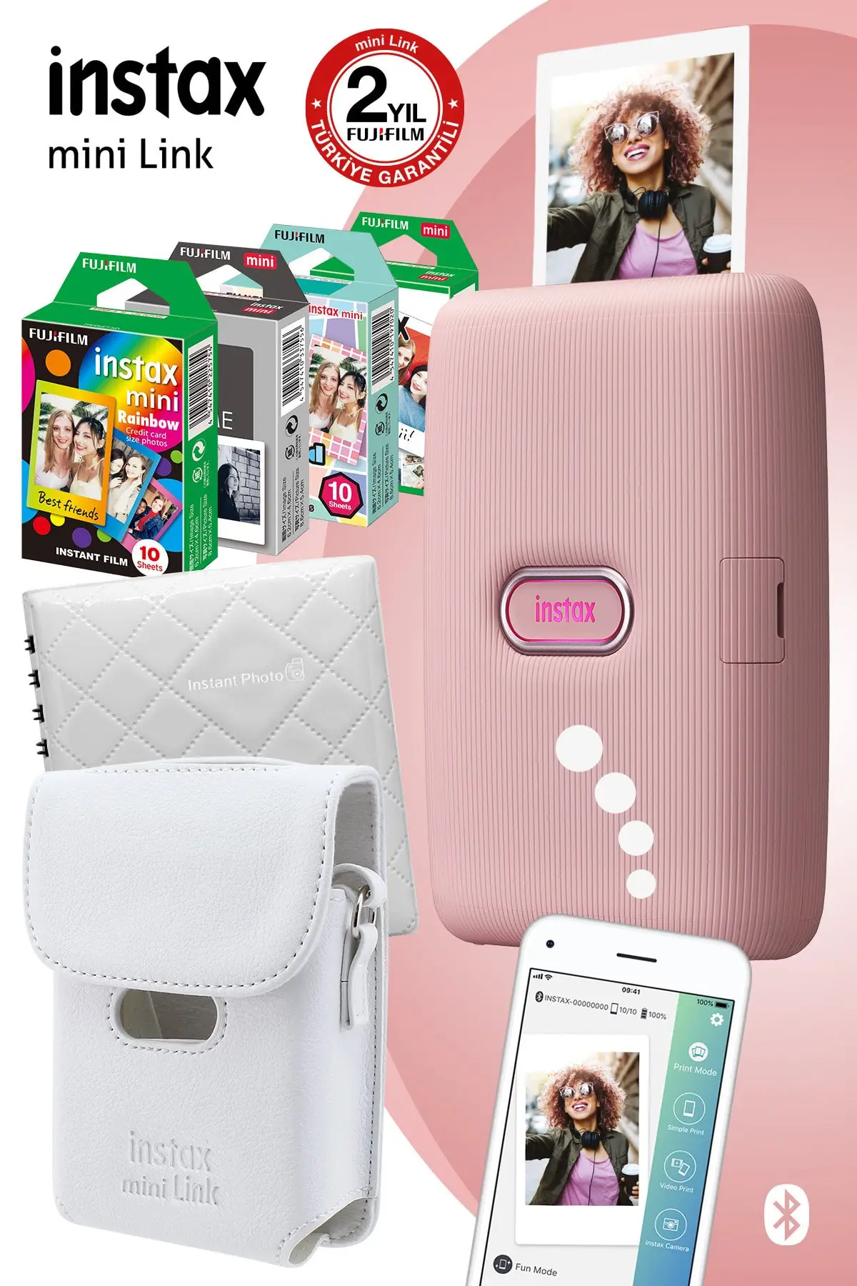 Instax Mini Link Pink Smart Printer And Mega Gift Set