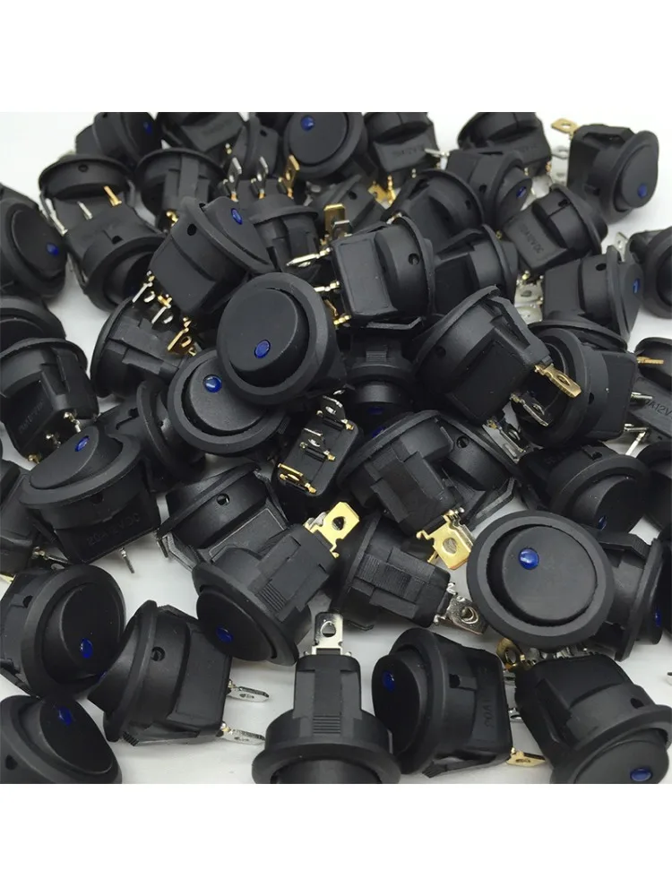 Interrupteur à bascule rond éclairé 12V 20A LED, interrupteur à bascule circulaire marche/arrêt 3 broches, petit carré pour automobile, bateau, bouton à bascule, pièces automobiles