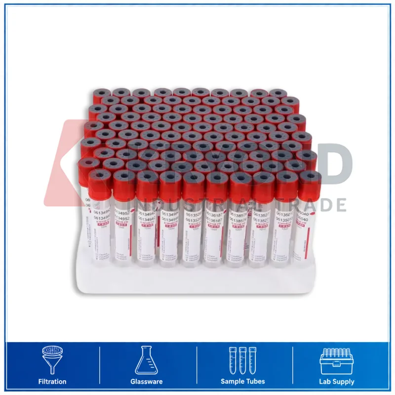 10ml Vacuum Blood Collection Tube Glass Test Tube Red Cap Disposable Sample Laboratory Consumable 100pcs Pack Container Storage