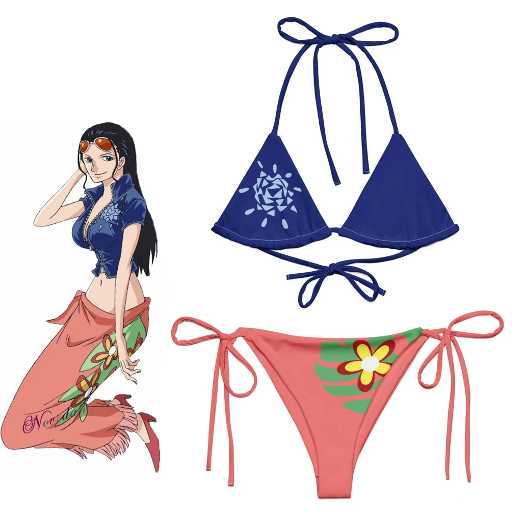 Nico Robin Bikini Women's Sexy Swimsuit Nico Robin Cosplay Costume 2Pcs Set Swimwear Women Girls Bathing Suit