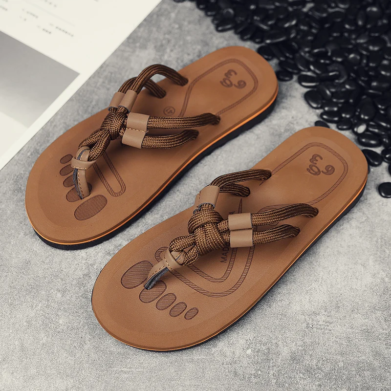 2023 Summer Men Flip Flops Platform Beach Sandals Anti-slip Roma Flat Shoes Trendy Beach Slipper For Men