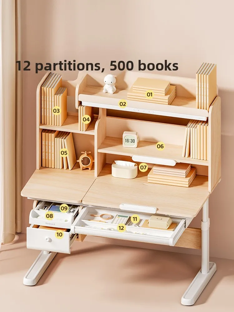 Лампа для защиты детей, настольный интегрированный стол из цельного дерева, детский учебный стол, стол для учащихся начальной школы, можно поднять письменный стол и