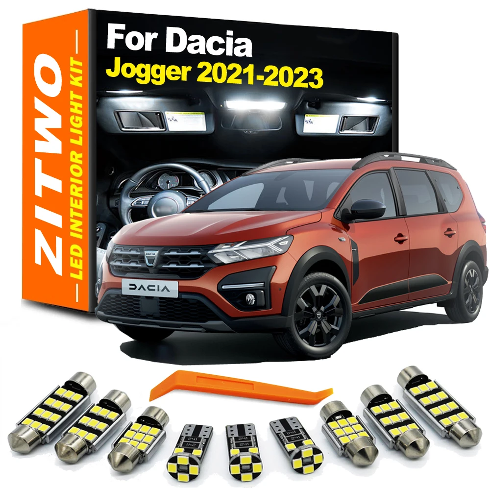 ZITWO 10Pcs Car Bulb Accessories For Dacia Jogger 2021 2022 2023 2024 LED Interior Dome Reading Trunk License Plate Light Kit