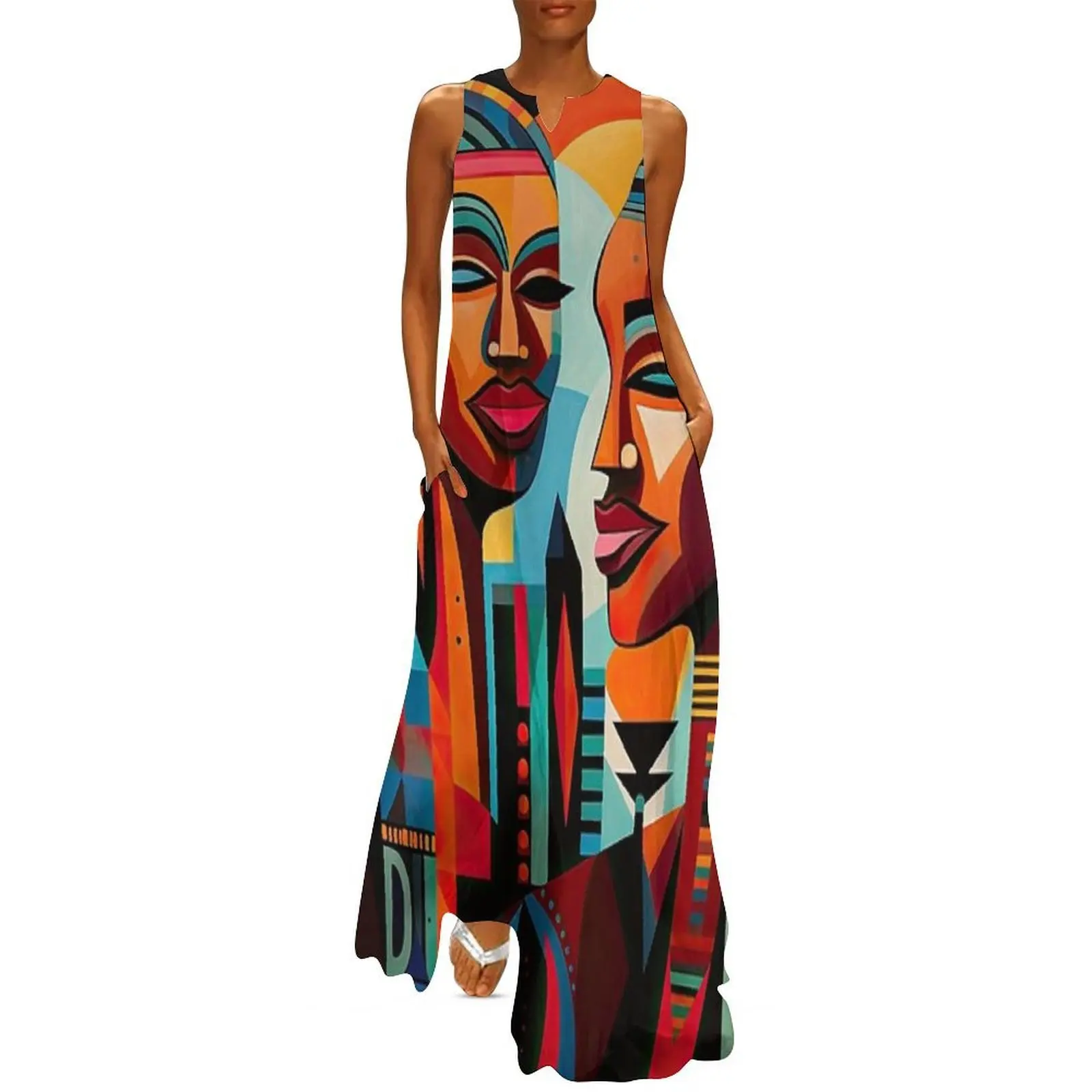 

African Tribe Bauhaus Design Long Dress evening dress women clothing women summer 2025 Bride dresses women's summer dress 2025