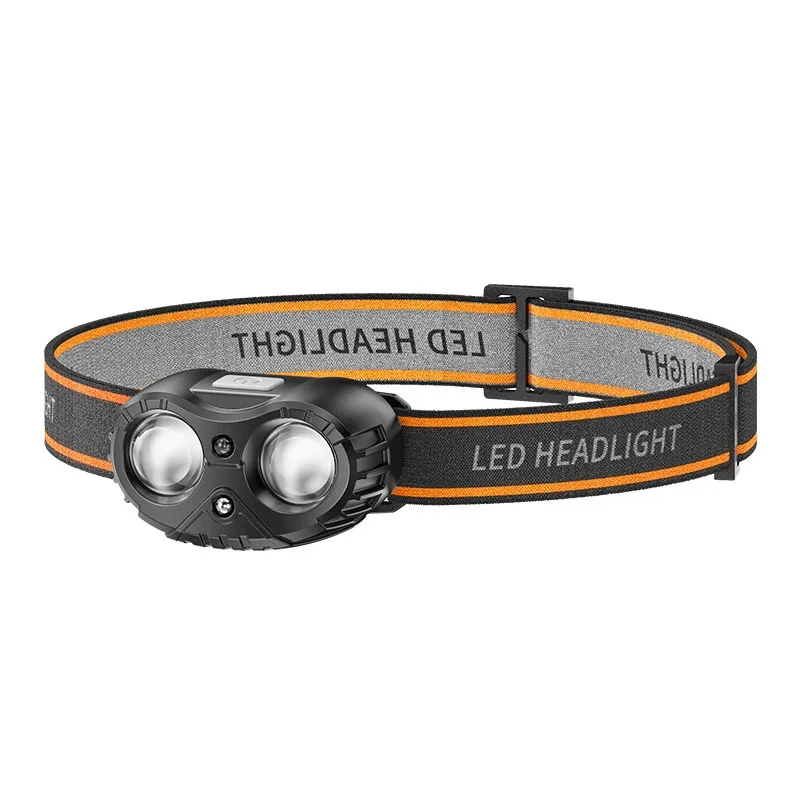 Protective Mini Portable High-Brightness Headlamp, 3-Mode Wave Sensor USB Rechargeable for Night Fishing, Repair & Outdoor Use