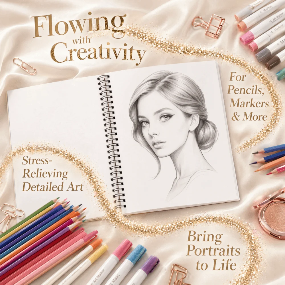 Glamorous Makeup Coloring Book Spiral Coil DIY Painting Artistic Coloring Book Hand Drawn Reduce Pressure Drawing Painting Book