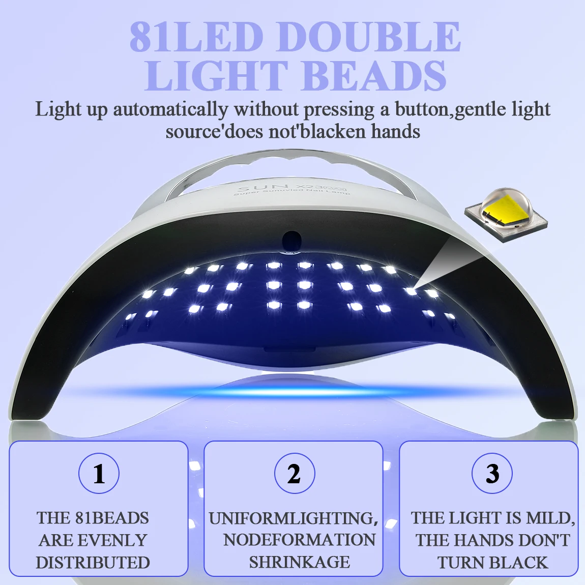 SUN X23 MAX Lampada a LED UV per unghie 81 LED per manicure professionale Smalto gel per unghie ad asciugatura rapida con schermo LCD Lampada per unghie UV a LED