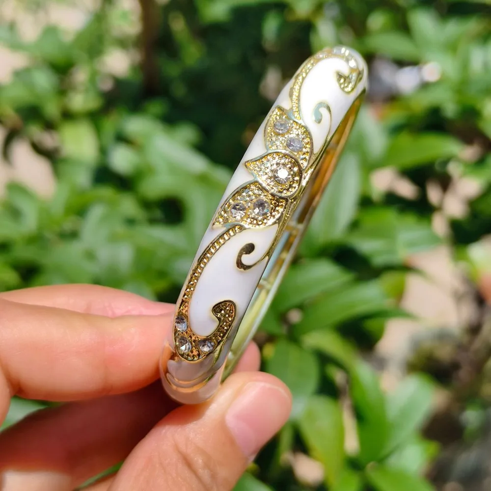 1cm Crown Cloisonne Bracelet Colored Dropper Oil Crown Colored Dropper Oil Bangle Retro Classic Women's Hand Bracelet