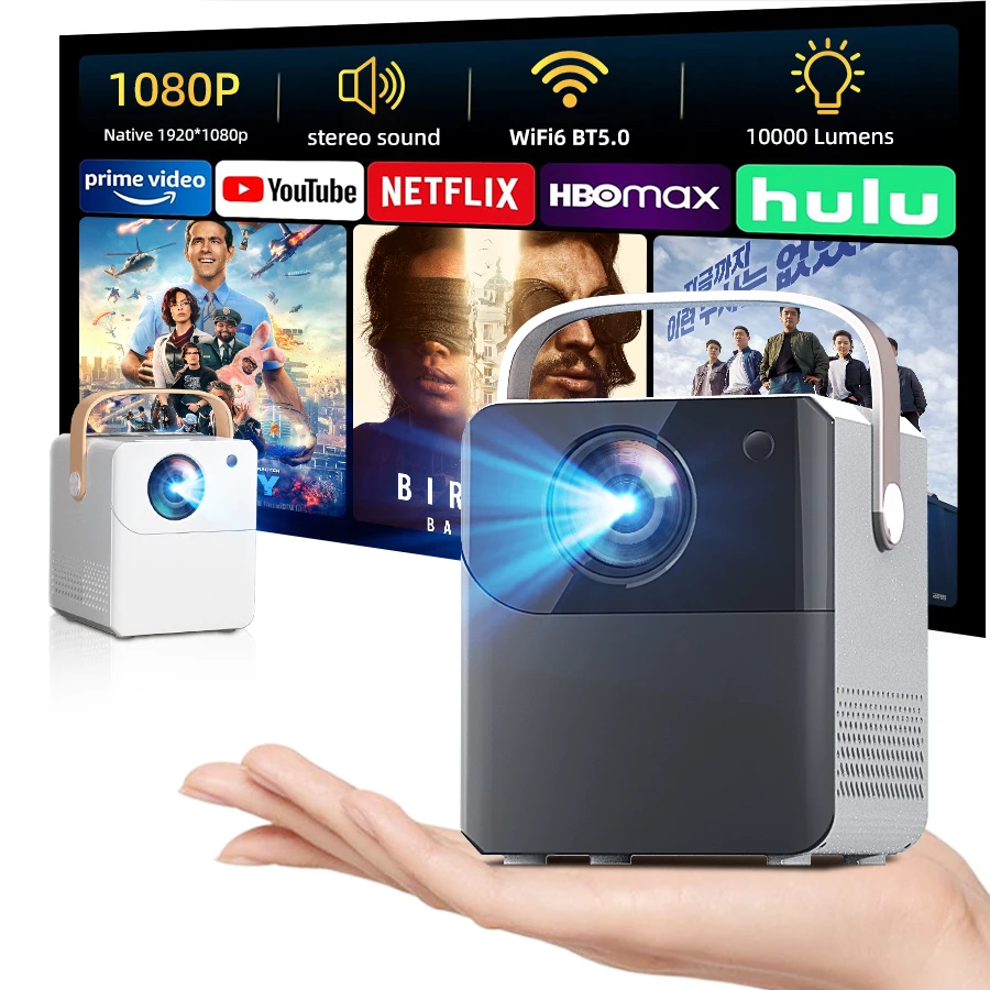 

4K HD Home Projector Supports 5G WiFi Connects to Mobile Phones and Computers,Built-in Android System suitable for home/outdoor