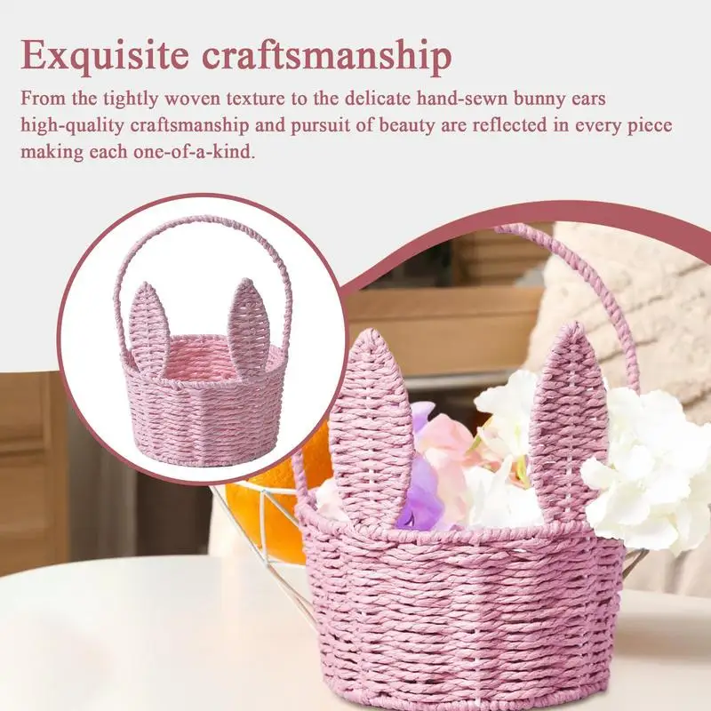

Easter Basket Bunny Easter Basket Bunny Rabbit Ears Compact Natural Classic Aesthetic Decor For Bedroom Patio Picnic Candy Home