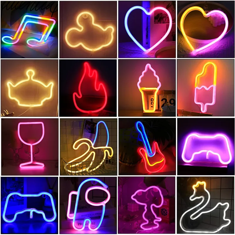 JENight Neon LED Wall Face Light, enseigne au néon pour chambre d\'enfant, fête à la maison, bar, décoration de mariage, cadeau de Noël, lampe au néon