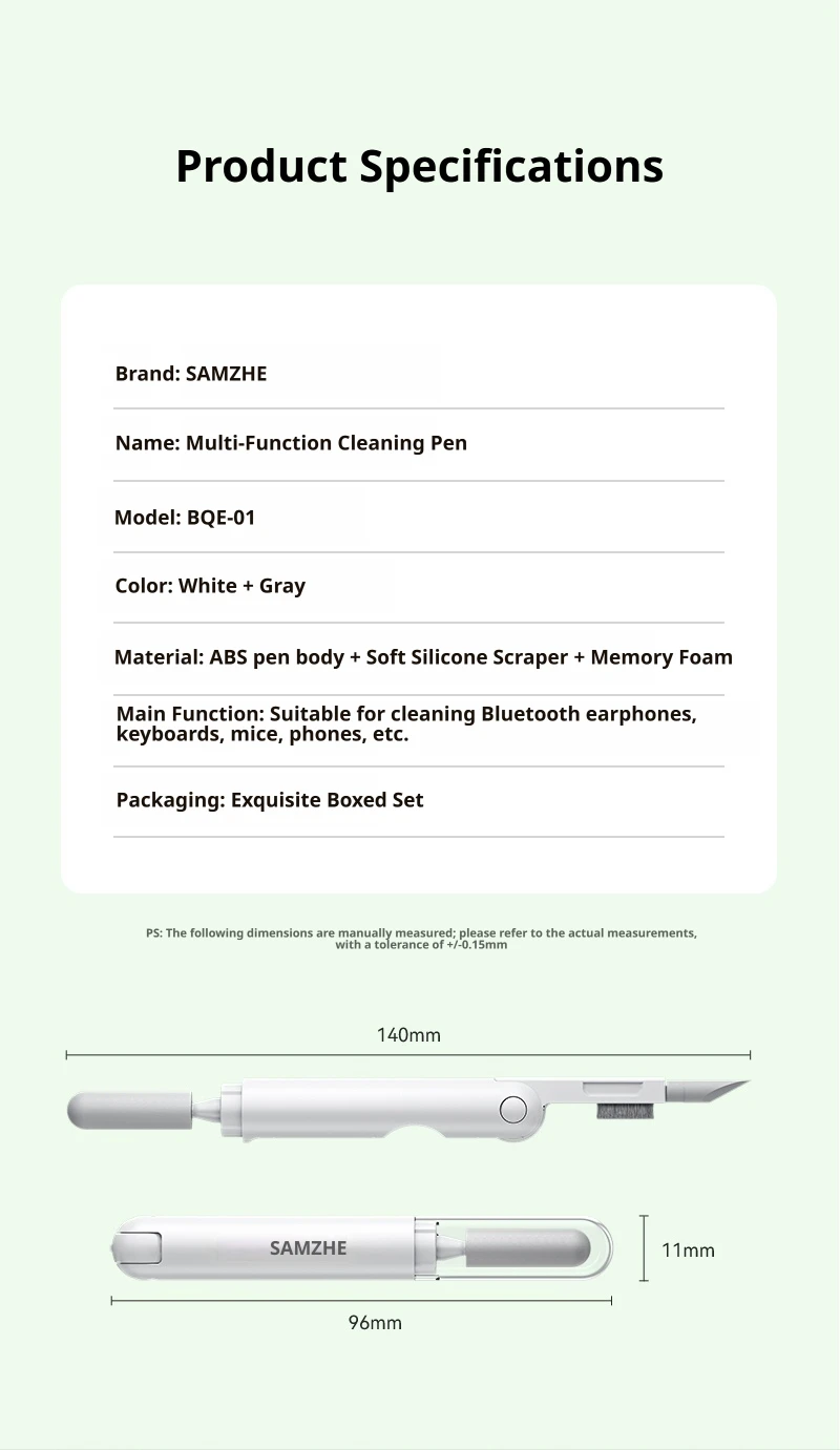 SAMZHE 3-in-1 Ohrhörer-Reinigungsstift Bluetooth-Kopfhörer-Reinigungsset für Ohrhörer Tragbares Kabelloses Kopfhörer-Etui Reinigungswerkzeug-Set – Detail 12
