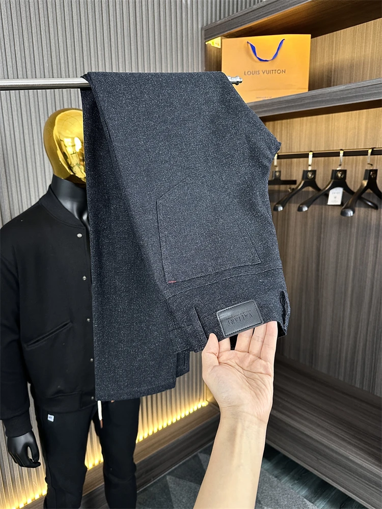 

Bla Knitted Floral Denim Casual Pants Straight Leg Commute Faion Urban Cotton Polyester Blend Autumn Winter Men's Trousers