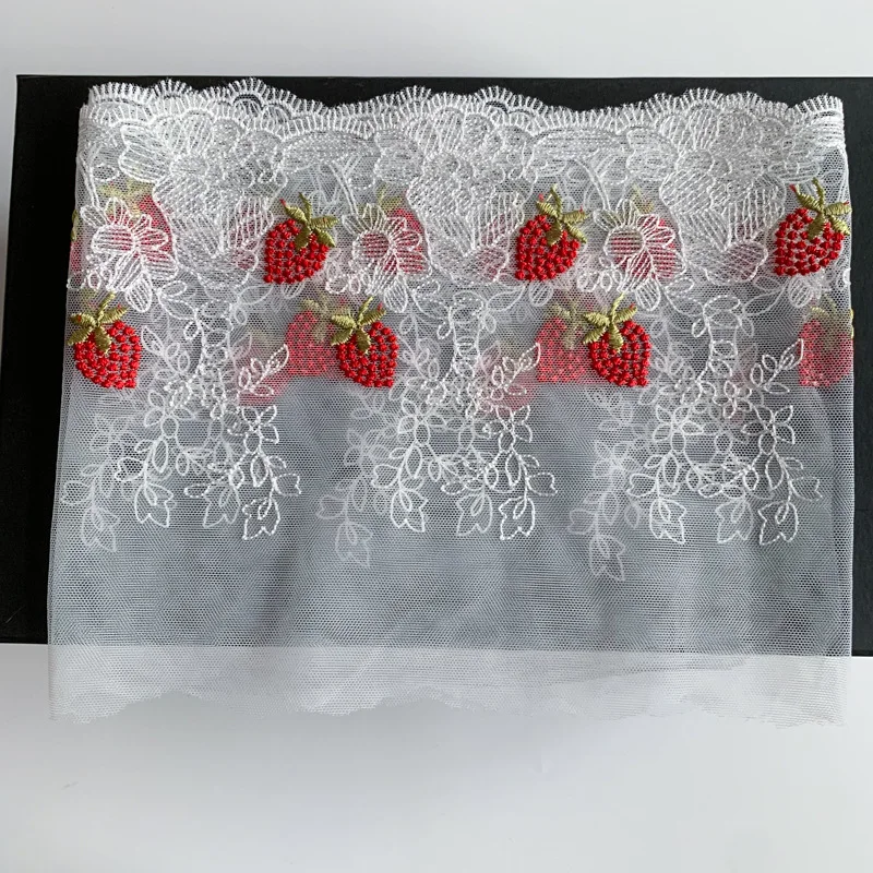 

20 ярдов клубника, мягкая сетка, вышивка, кружевная бейка, отделка, аксессуары для платья для девочек, кружевная ткань, швейный материал для рукоделия, ширина 18 см