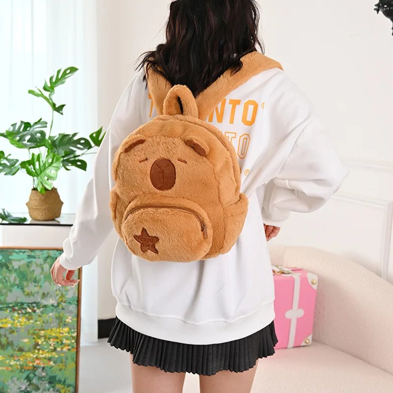 Capybara Plush Backpack Kawaii Fashion Plushie Doll Fur Bag Children's Bag Shoulder Bag Mini Knapsack Bags Gifts For Girlfriend