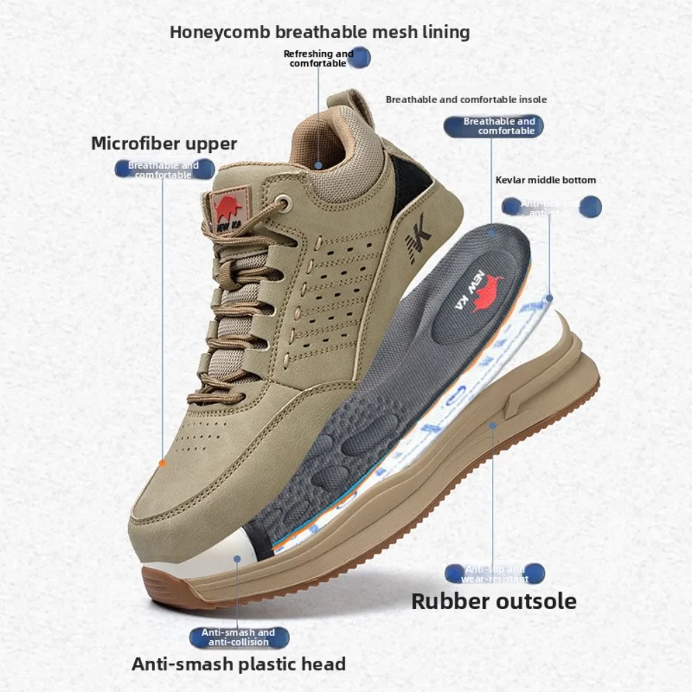 ProtectionShoes for Men Anti Smashing Anti Piercing Safety Protection Plastic Toe Cap Wear-resistant Work Shoes for Electricians