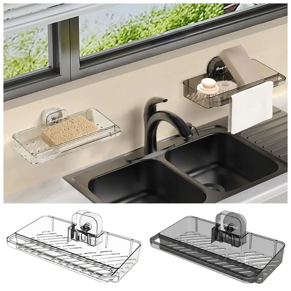 

Transparent Suction Cup Shower Shelf No-Drill Removable Wall-Mounted Storage Holder Space Saving Strong Load-Bearing