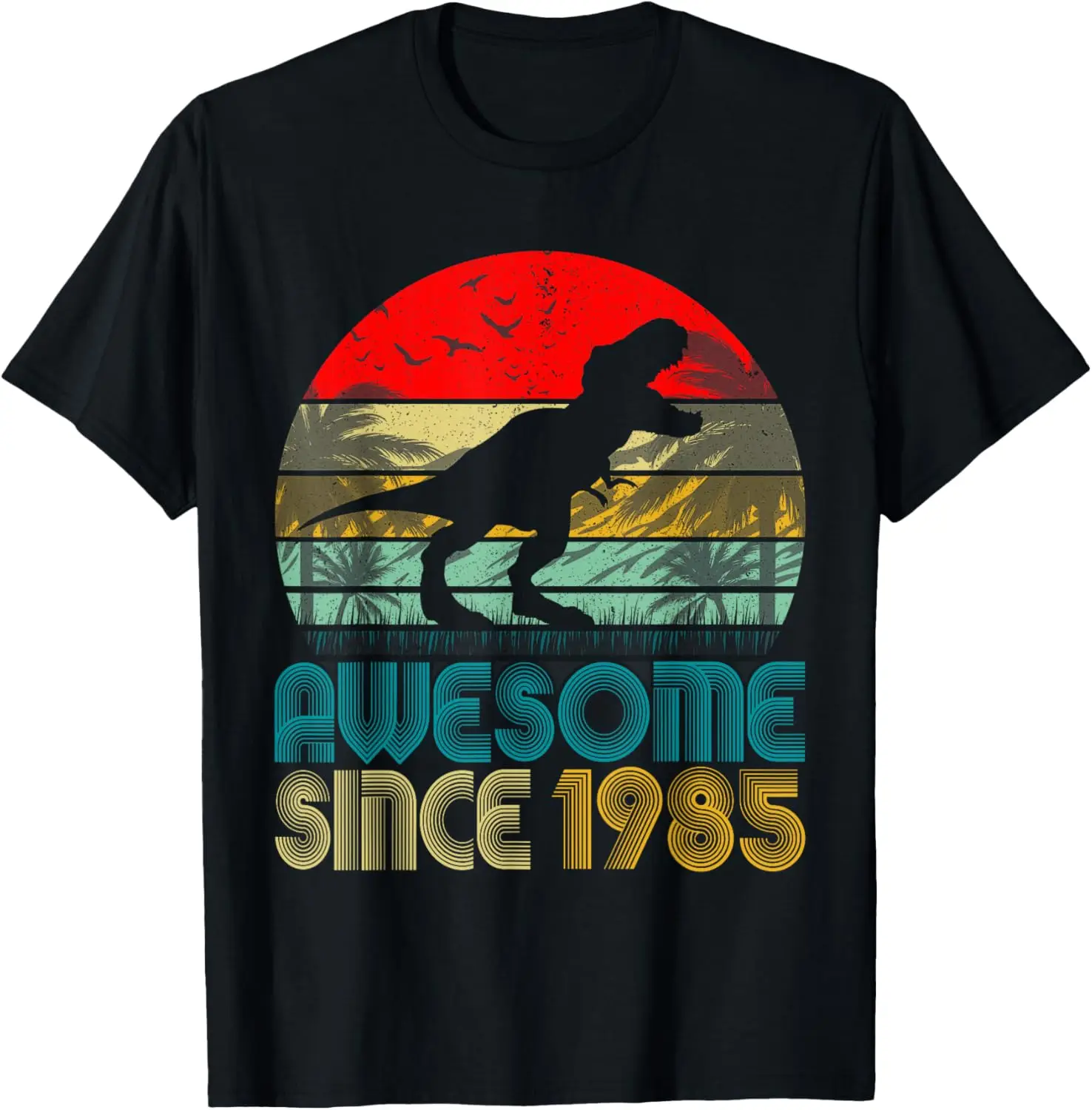 Vintage Birthday Dinosaur Awesome Since 1985 Retro Bday T-Shirt Y2k Kawayi Graphic Tee Camisas Streetwear