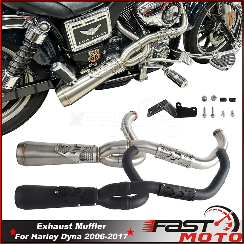 Motorcycle Accessories Exhaust Pipe 2-into-1 Full Complete Muffler Pipes For Harley Dyna Street Bob Low Rider FXDLI FXDL FXDLS