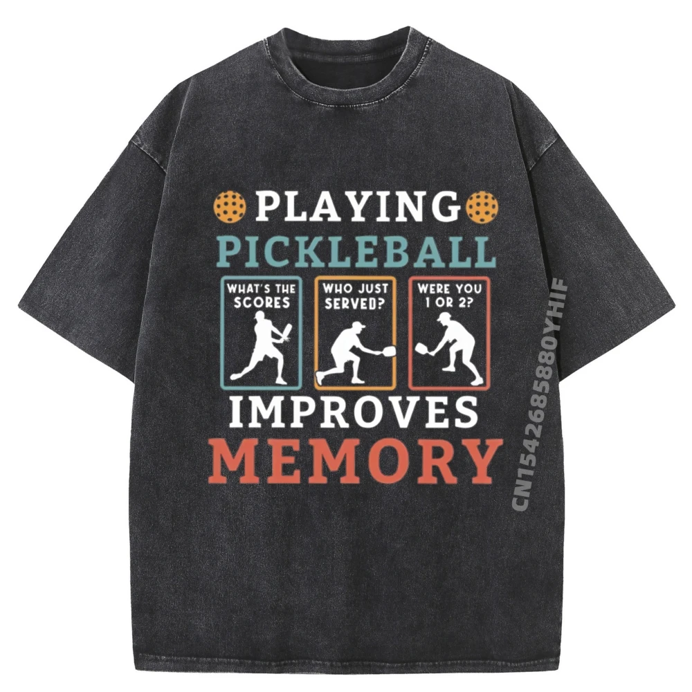 

Pickleball Player Paddleballplaying Pickleball Improves Memory Pickleball Graphic T Shirt Adult Washed Shirts For Men