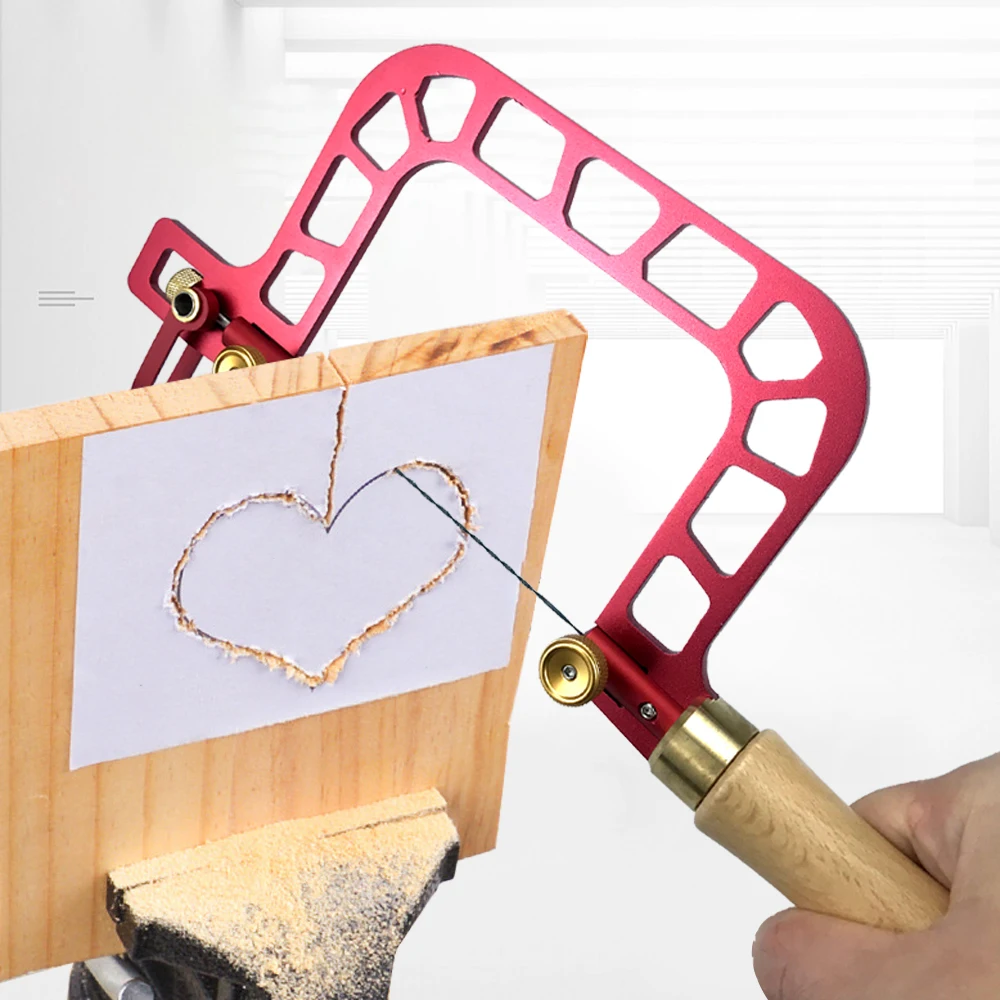 Coping Saw Aluminum Alloy Frame Fret Saw with Diamond Wire Jigsaws for Jade Stone Ceramic Glass Wood Metal Accurate Cutting