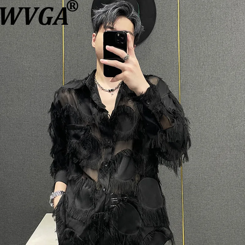 

WVGA осенние новые мужские рубашки с длинными рукавами в стиле пэчворк, шикарные повседневные топы с отложным воротником, Ins Y2K W13216