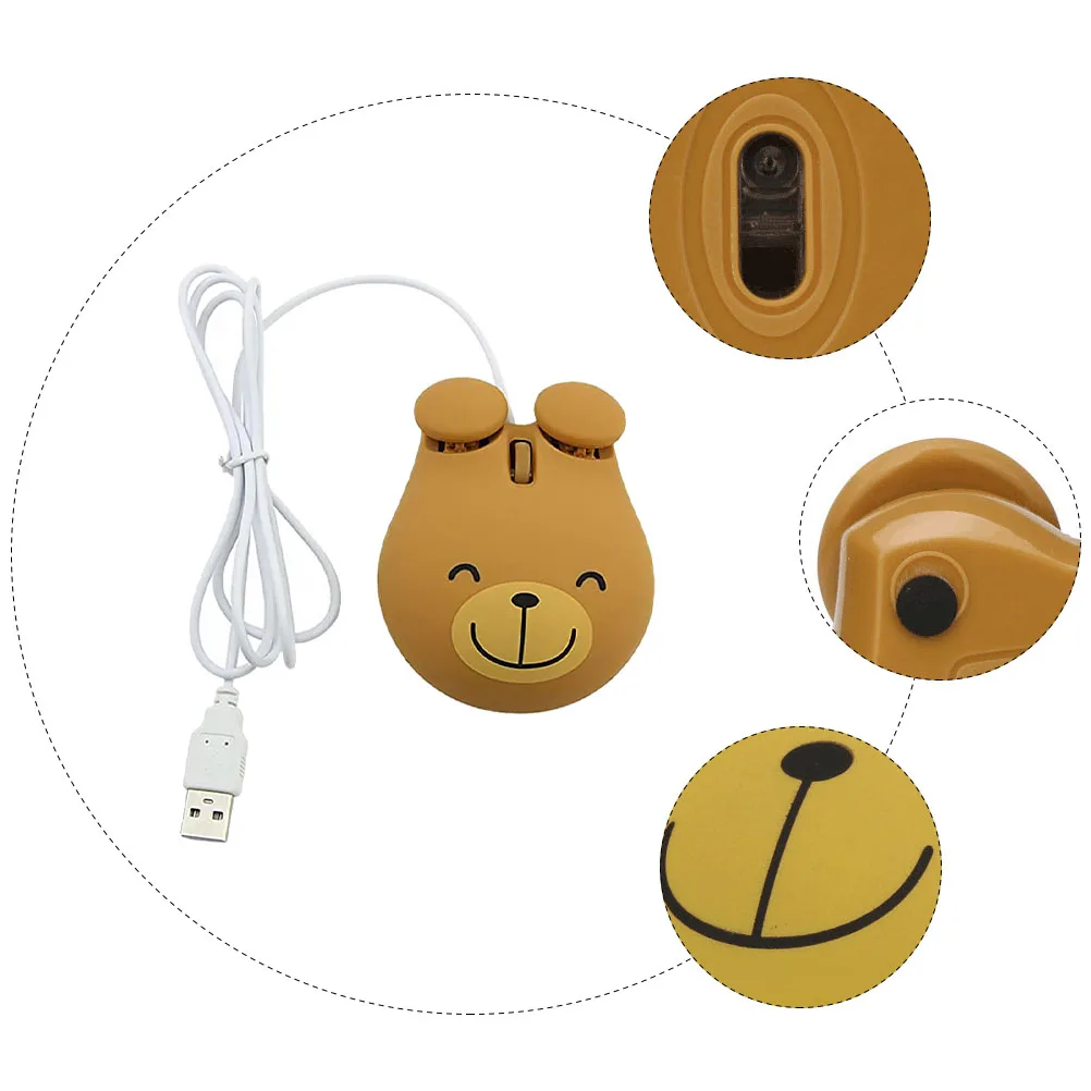 

Bear Mouse Wired for Gamer Silent Gaming Notebook Mute Computer Mice Plastic Laptop Girl