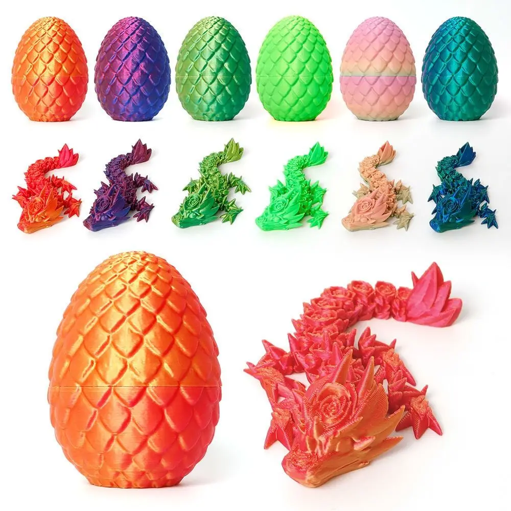 Crystal 3D Printed Crystal Dragon Dragon Egg Chinese Dragon 3D Printed Rose Dragon All-in-one Molding Poseable Joints