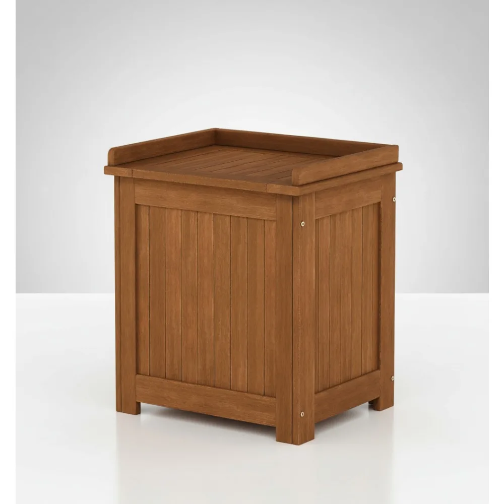 

Outdoor Hardwood Storage Box with Slatted Design, Weather-Resistant Garden Bench for Cushions & Tools