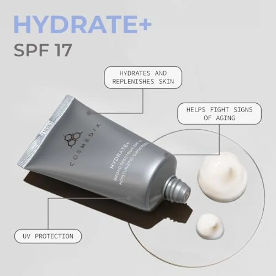 Travel daily skincare sunscreen for face and body: hydrating, broad spectrum SPF 17, moisturizing formula with elasticity suppo
