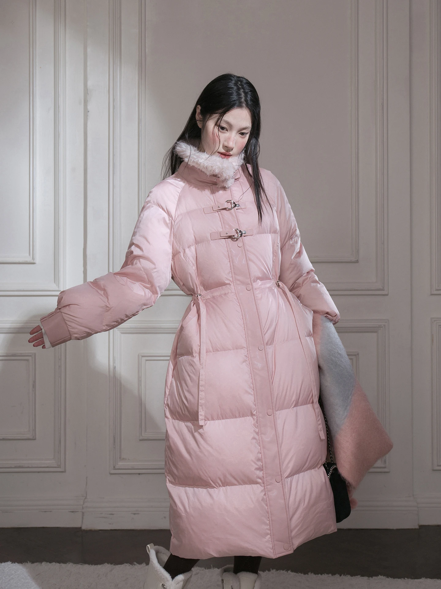 

Пуховик COTRE Premium White Du down Jaet средней длины с меховым воротником, кожаными вставками, высококачественный, для снежной погоды Iceberg Poer