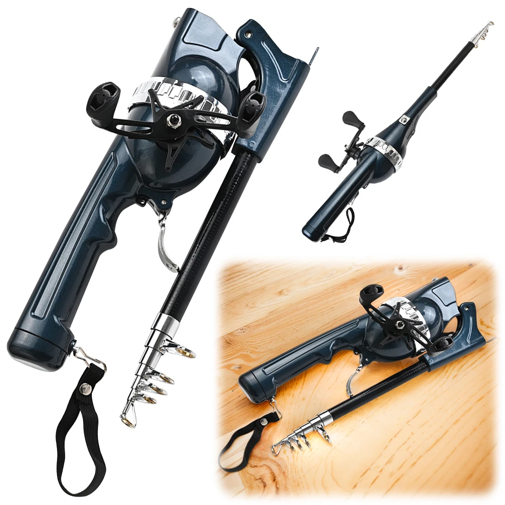 Folding Fishing Rod with Spinning Reel Ergonomic Handle Portable Telescopic Fishing Pole with Reel Line Fishing Accessories