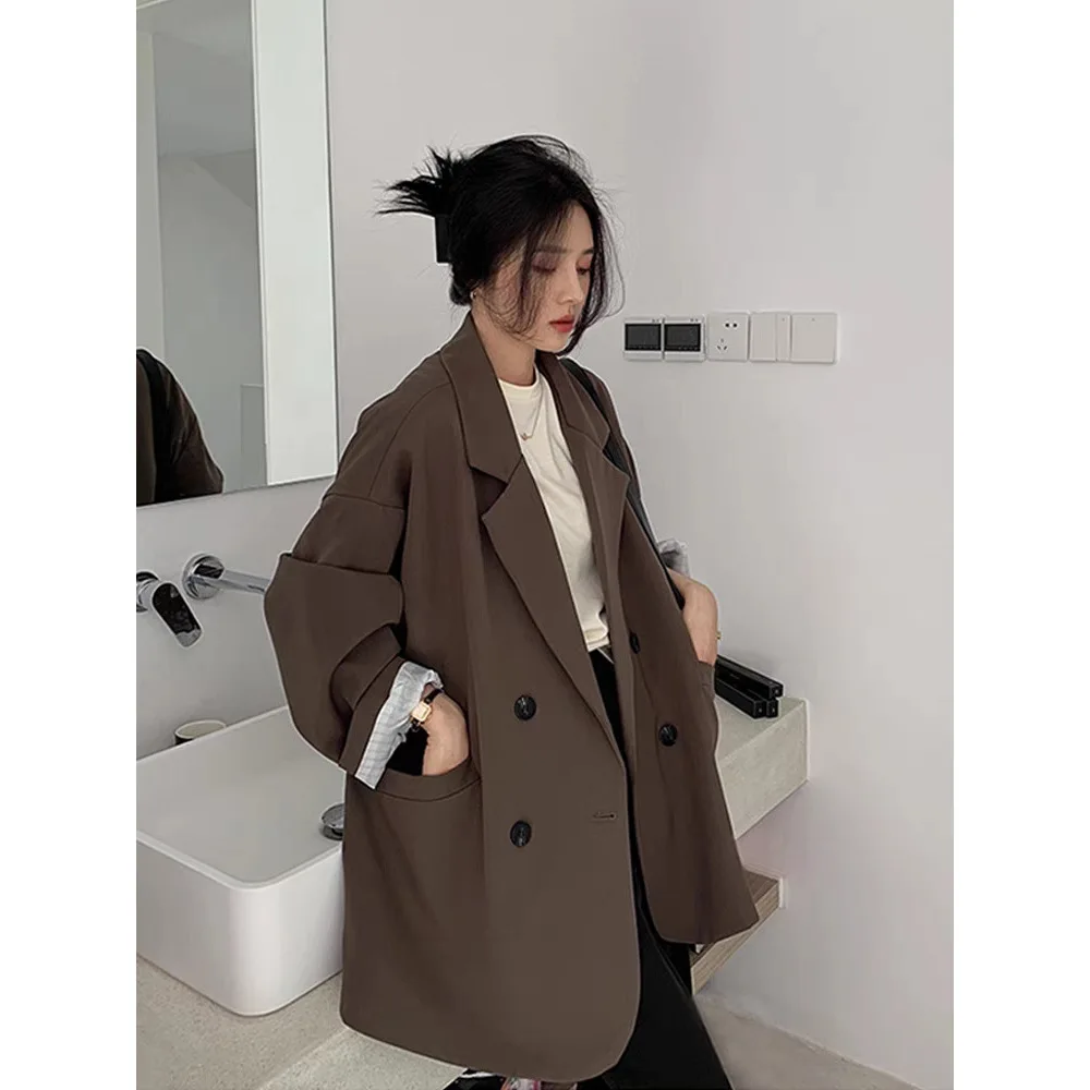 

Casual Shoulder-Drop Suit Jacket for Women Spring Autumn Korean Design Versatile Long Sleeve Fashionable Elegant