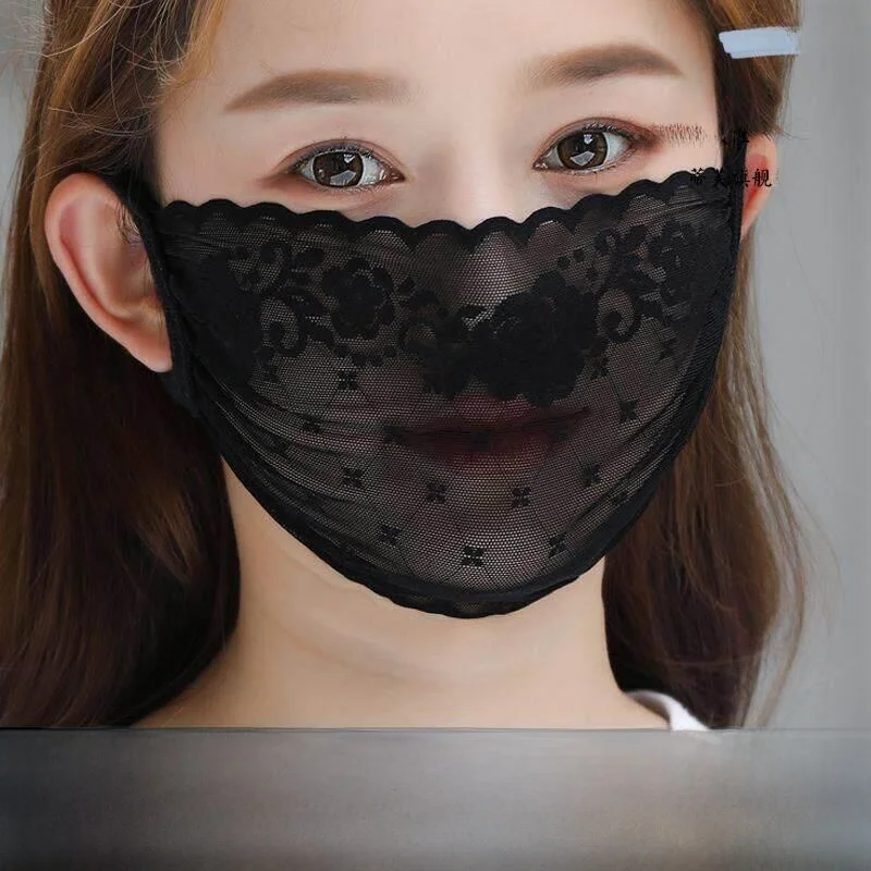 

Lace Sun Protection Face Mask Women's Breathable Thin Single Layer Summer UV Protection High Aesthetic Value Protective Veil