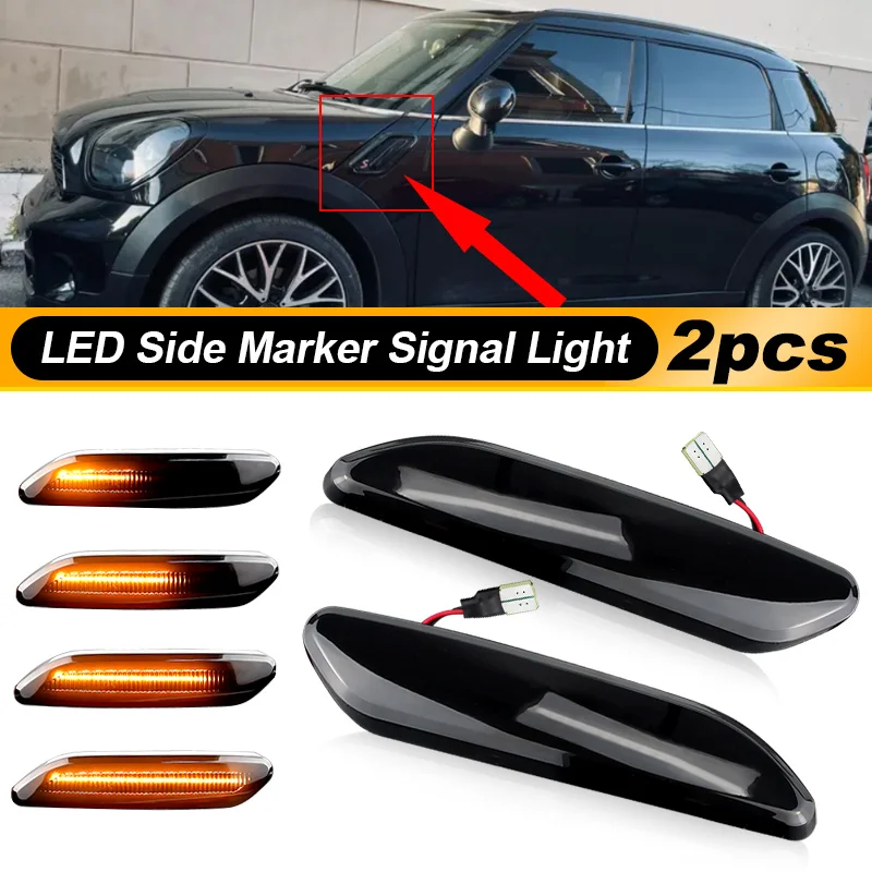 2pcs LED Dynamic Turn Signal Light For MINI R61 PACEMAN 2012 2013 2014 2015 2016 2017 R60 COUNTRYMAN 2010-2017