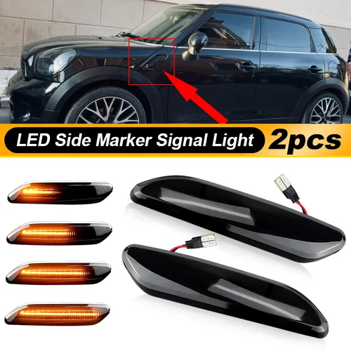 Imagen 1 del producto 2 uds luz LED de intermitente dinámica para MINI R61 PACEMAN 2012 2013 2014 2015 2016 2017 R60 COUNTRYMAN 2010-2017
