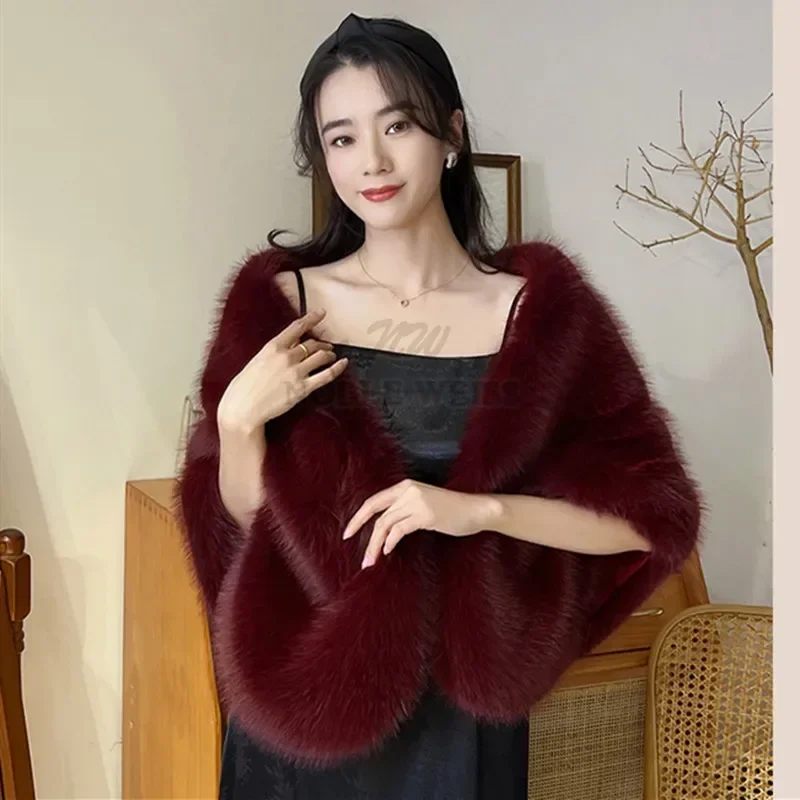

Faux Fur Wedding Wrap Winter Warm Bolero Bride Shawl Bridal Cape Customized